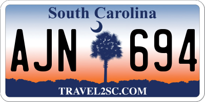 SC license plate AJN694