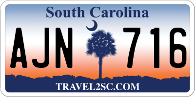 SC license plate AJN716