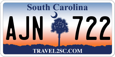 SC license plate AJN722