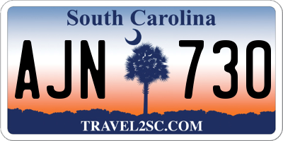 SC license plate AJN730