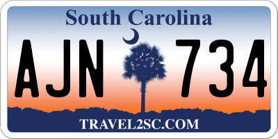 SC license plate AJN734