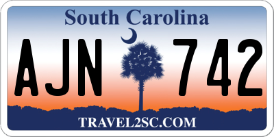 SC license plate AJN742