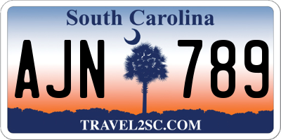 SC license plate AJN789