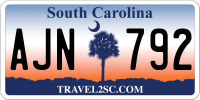 SC license plate AJN792