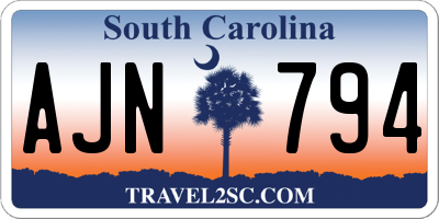 SC license plate AJN794