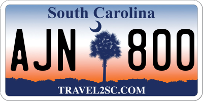 SC license plate AJN800