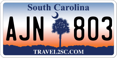 SC license plate AJN803