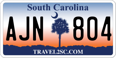SC license plate AJN804