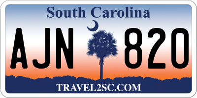 SC license plate AJN820