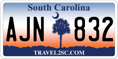 SC license plate AJN832