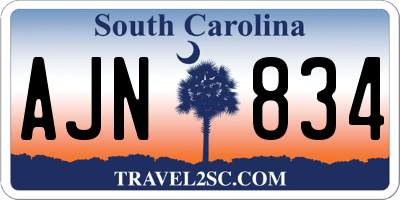 SC license plate AJN834