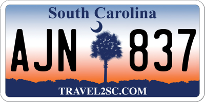 SC license plate AJN837