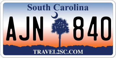 SC license plate AJN840