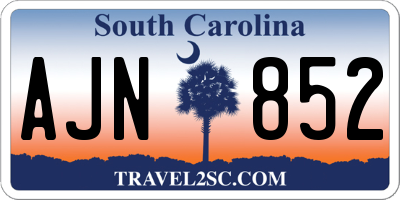 SC license plate AJN852
