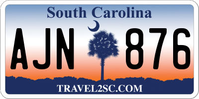 SC license plate AJN876