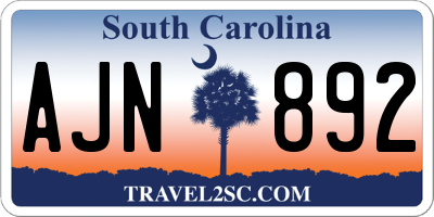 SC license plate AJN892