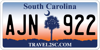 SC license plate AJN922