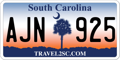 SC license plate AJN925