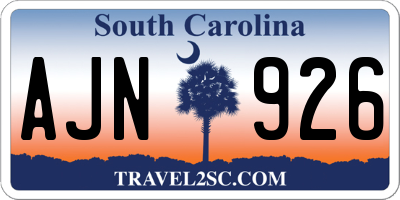 SC license plate AJN926