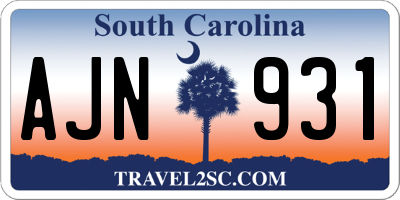 SC license plate AJN931