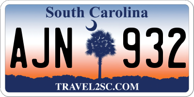 SC license plate AJN932