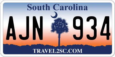 SC license plate AJN934