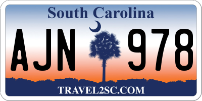 SC license plate AJN978