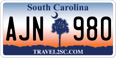 SC license plate AJN980