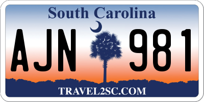 SC license plate AJN981