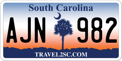 SC license plate AJN982