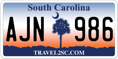 SC license plate AJN986