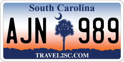 SC license plate AJN989