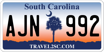 SC license plate AJN992
