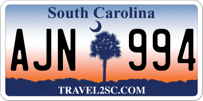 SC license plate AJN994