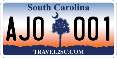 SC license plate AJO001