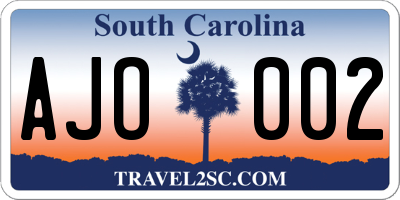 SC license plate AJO002