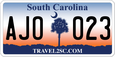SC license plate AJO023