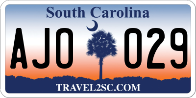 SC license plate AJO029