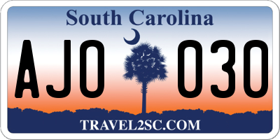 SC license plate AJO030