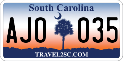 SC license plate AJO035