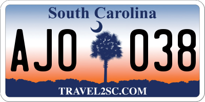 SC license plate AJO038