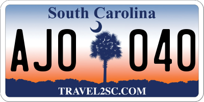 SC license plate AJO040