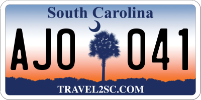 SC license plate AJO041
