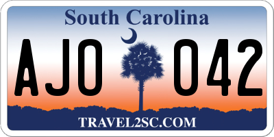SC license plate AJO042