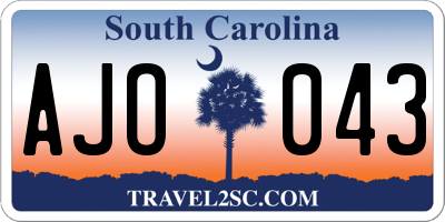 SC license plate AJO043