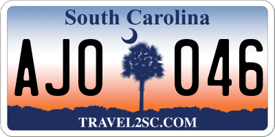 SC license plate AJO046