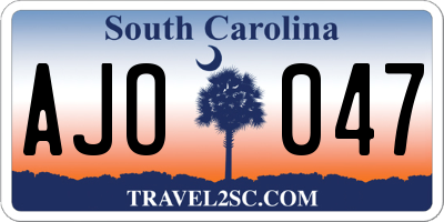 SC license plate AJO047