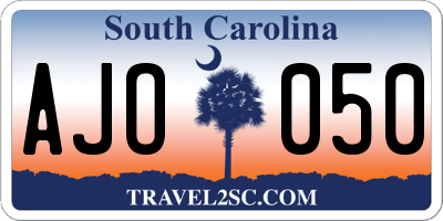 SC license plate AJO050