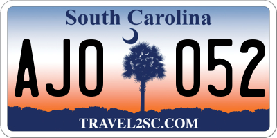 SC license plate AJO052