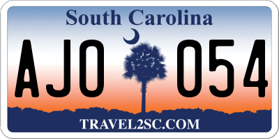SC license plate AJO054